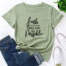 New Faith Letters Print 100%Cotton T Shirt Women T-Shirt O Neck Short Sleeve Tees Summer Women TShirts Womens Clothing Top 2024 - buy cheap