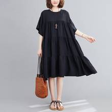 Vestido de terciopelo negro de talla grande para mujer, talla 3XL, 90KG, holgado, informal, talla grande, manga larga 2024 - compra barato