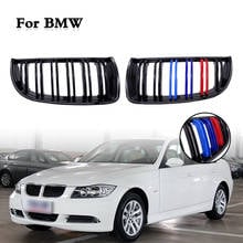 For BMW E90 E91 3 Series 2004 2005 2006 2007 Gloss Matt Black M Color 2 Line Front Kidney Grille Grill Double Slat 1 Pair 2024 - buy cheap