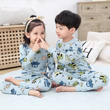 Conjunto de pijama infantil de algodão com dinossauro, pijama de desenho animado fofo para meninos e meninas, roupa de dormir para crianças 2024 - compre barato