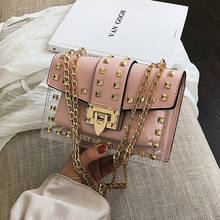 2019 Small clear Brand Designer Woman New Fashion Messenger Bag Chains Shoulder Bag Female Rivets Transparent Square PU Handbag 2024 - buy cheap