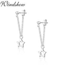 Cute 925 Sterling Silver Hollow Star Charms Pendientes Chains Drop Dangle Earrings For Women Jewelry Girls Aros Aretes Kolczyki 2024 - buy cheap