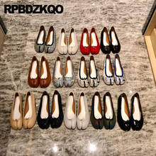 Zapatos planos plateados de piel auténtica con punta redonda para mujer, calzado de diseñador marrón coreano con purpurina de gran tamaño, suela de goma de charol China de lujo 2021 2024 - compra barato