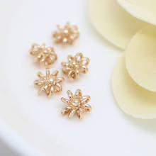 (1582)10PCS 8MM 24K Champagne Gold Color Plated Brass Flower Charms Pendants High Quality Diy Jewelry Accessories 2024 - buy cheap