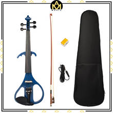 Blue Electric Silent Violin Set Solidwood Body +Spruce Violin Head+Ebony Tailpiece+Ebony Fretboard+Chin Rest+4 Tuning Pegs 2024 - buy cheap