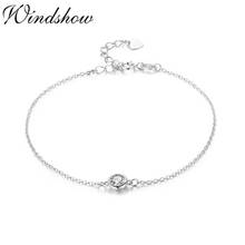 Cute 925 Sterling Silver Chain Round CZ Stone Charm Bracelet For Women Girls Jewelry Armbanden Voor Vrouwen Bracciali Brazaletes 2024 - buy cheap