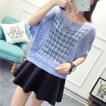 Hollow Knitted Sweater Women Jumper Poncho Pullover Sweater Thin Women Blouse Loose Female Bat Sleeve Smock Tops Bottom Shirt 2024 - buy cheap