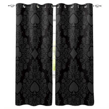 Black Playing Card Hearts Window Interior Curtain Valance Door Room Drape for Kitchen Living Room Bedroom Decoration Curtains 2024 - buy cheap