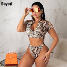 Sexy Women Swimwear 2 Piece Set Summer Crop Top and Briefs Shorts Suits Club Snake Print Two Piece Beach Outfits Matching Sets 2024 - buy cheap