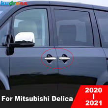 Para mitsubishi delica 2020 2021 novo chrome maçaneta da porta do carro capa guarnição adesivo acessórios do carro quadro estilo 2024 - compre barato