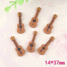 Mini Guitarra Kawaii con reverso plano, cabujones de resina para manualidades de álbum de recortes, accesorios de decoración para teléfono, 14x37mm, 10 unids/lote 2024 - compra barato