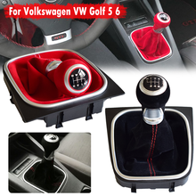 Fresh For Volkswagen VW Golf 5 6 MK5 MK6 R32 GTI 04-09  Suede Leather Red Black 5 6 Speed Gear Stick Lever Shift Knob boot 2024 - buy cheap