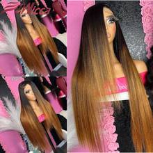 Ombre Highlight Human Hair Wigs Brazilian Remy Straight Hair 13x4 Lace Front Human Hair Wigs For Women PrePlucked With Baby Hair 2024 - buy cheap