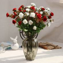 3 головки, латексные розы, Маленькие искусственные бутоны, цветы, настоящее прикосновение, розы, украшения для дома, для свадебной вечеринки или дня рождения 2024 - купить недорого
