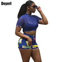 2 Piece Set Women Sexy Sheer Mesh Short Sleeve Crop Top and Shorts Set Sweat Suits Two Piece Summer Outfits Womens Tracksuit Set 2024 - buy cheap