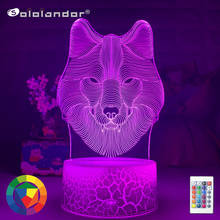 Lámpara de mesa LED 3D con diseño de lobo para dormitorio, luces de noche con diseño de lobo colorido, ilusión de lobo adolescente, funciona con pilas, decoración moderna 2024 - compra barato