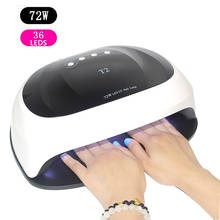 Secador de unha 72w, lâmpada uv, luz de cura para esmalte gel com temporizador de 30s e 60s 2024 - compre barato