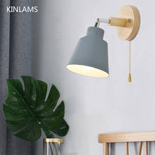 Nordic LED Wall Lamp Simple Wooden Color Bedside Wall Decor Lights E27 Bedroom Corridor Living Room Free To Rotate With Switch 2024 - buy cheap