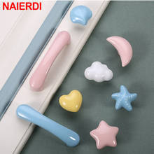 NAIERDI Cartoon Children Room Ceramic Cabinet Knobs Moon Star Wardrobe Handle Garden Door Handle Cabinet Handles for Kids 2024 - купить недорого