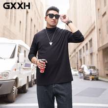 GXXH Solid Black Oversized Mens Fashion Turtleneck T-Shirt Plus Size 7XL 6XL 5XL 4XL 3XL XXL White Casual Bottom Tee Shirt Male 2024 - buy cheap