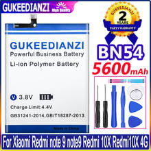 5600 мАч GUKEEDIANZI BN54 для Xiaomi Redmi note 9 note9 Redmi 10X Redmi10X 4G 2024 - купить недорого