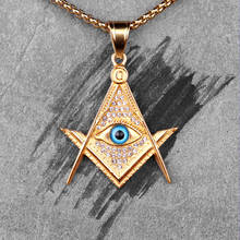 Gold Eye Masonic Long Men Necklaces Pendants Chain Hip Hop for Boyfriend Male Stainless Steel Jewelry Creativity Gift Wholesale 2024 - buy cheap