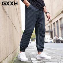 GXXH 2022 Autumn New Striped Pants Men Casual Streetwear Trousers 100% Cotton Elastic Waist Jogger Pants Plus Size XXXXL 5XL 6XL 2024 - buy cheap
