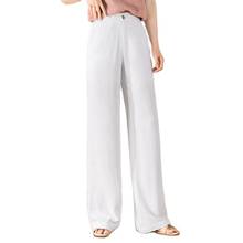 Pantalones holgados informales de lino para mujer, pantalón de pierna ancha, transpirables, cómodos, de talla grande, banda elástica, color blanco y Beige, cintura alta, 3XL 2024 - compra barato