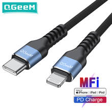 Зарядный кабель QGeeM MFi с USB C на Lightning для iPhone 12 mini Pro Max 11 X XS 8 7 PD, кабель для быстрой зарядки и передачи данных для Macbook 2024 - купить недорого