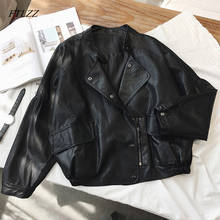 Ftlzz jaqueta curta de couro pu punk feminina, casaco de couro sintético com zíper justo para motocicleta roupa externa tipo single-breasted 2024 - compre barato