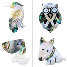 Natural Abalone White Black Shell Bird Dog Owl Animal Brooch Women Collar Pin Mother of Pearl MOP Clothes Accessories Jewelry 2024 - buy cheap