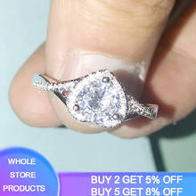 YANHUI Romantic Heart Rings for Women Tibetan Silver S925 Bridal Wedding Jewelry 2CT Round Zirconia Diamond Ring Accessories 2024 - buy cheap