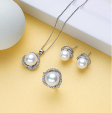 Free shipping New style Natural noble jewelry>>>>New Fashion 12mm Black shell pearl pendant Necklace earring set 2024 - buy cheap