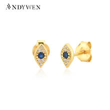 Andywen 925 prata esterlina evil olho parafuso prisioneiro brinco azul olhos de sorte piercing feminino pendiente luxo pavimentar moda jóias finas 2024 - compre barato