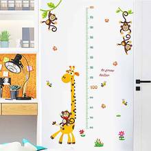 Adesivos de altura de parede para quarto infantil, decoração de quarto, desenho animado, girafa, pasta, jardim de infância, corredor, papel de parede pvc 2024 - compre barato