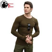 Camiseta de algodón y LICRA para hombre, camisa de manga larga ajustada, de alta calidad, elástica, estilo militar, a la moda 2024 - compra barato