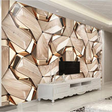 Abstrato moderno 3d ouro geométrico bloco de metal foto papéis parede para sala estar quarto decoração 3d 2024 - compre barato