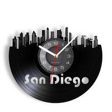 San diego paisagem urbana 3d relógio de parede skyline vinil registro relógio artesanal retro decorativo relógio de parede lembrança turística 2024 - compre barato