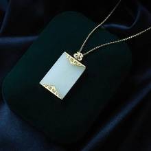 Pendiente de Jade blanco Natural Hetian para mujer, Plata de Ley 925, marca segura, collar de Jade chino, regalo, joyería para mujer 2024 - compra barato