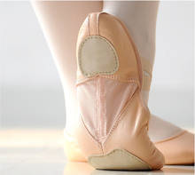 Zapatillas de Ballet de piel auténtica para niña y mujer, calzado suave profesional, con abertura recta, transpirable, para bailar 2024 - compra barato