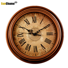 Reloj de pared redondo silencioso de 12 pulgadas, reloj de Número Romano de estilo Vintage decorativo, para cocina, sala de estar y dormitorio 2024 - compra barato