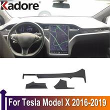 For Tesla Model X 2016 2017 2018 2019 Carbon Fiber Car Interior Front Center Control Dashboard Stripe Cover Trim Accessories 2024 - buy cheap