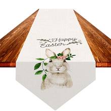 Easter Rabbit Print Table Runner Modern Tablecloths Spring Animal Bunny Party Decor Dining Table Runner Easter Decorations 2024 - buy cheap