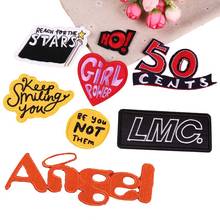 50pcs/lot Fashion Embroidery Patch Letter Angel Motto Penny Girl Heart Clothing Decoration AccessoriesDiy Iron Heat  Applique 2024 - buy cheap