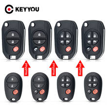 KEYYOU модифицированный чехол для дистанционного ключа от машины флип 3 кнопки Fob TOY43 чехол для Toyota Tacoma HIGHLANDER SEQUOIA Sienna, Tundra 2024 - купить недорого