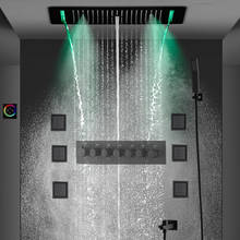 6 Functions Black Shower Set Column Concealed Showerhead Rainfall Misty Waterfall Body jets Thermostatic High Flow Mixer 2024 - buy cheap