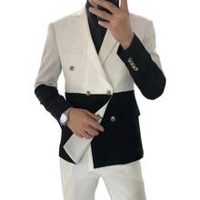 Мужской пиджак Hombre полу-Черный, красный, белый цвета двубортный пиджак Slim для свадьбы или выпускного бала модное простроченное платье с мужской пиджак для мужчин 2024 - купить недорого
