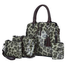 Bolso de mano con estampado de piedras para mujer, bolsa de hombro de gran capacidad, diseño de leopardo, PU de cuero bolso cruzado, 4 Uds. 2024 - compra barato