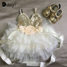 Vestidos brillantes de flores para niña, vestidos para bodas, cumpleaños, faja para niña, fiesta, vestido de lentejuelas doradas, vestidos para niña, vestidos de dama de honor 2024 - compra barato