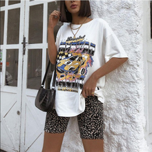 White Car Printing Vintage Loose Crewneck Oversized T Shirt Women Short Sleeve Casual Girls Fashion Tops Summer Graphic Tees BF 2024 - buy cheap